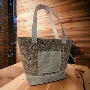 Brown Tan and Gold Handcrafted Leather Tote Bag | Laptop Leather Bag